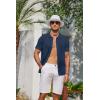 imageCOOFANDY Mens Knit Shirt Short Sleeve Button Down Shirts Casual Summer Beach Vintage Polo ShirtsNavy Blue