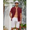imageCOOFANDY Mens Knit Shirt Short Sleeve Button Down Shirts Casual Summer Beach Vintage Polo ShirtsWine Red