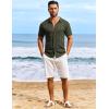 imageCOOFANDY Mens Knit Shirts Short Sleeve Casual Button Down Polo Shirt Summer Beach Vacation ShirtsArmy Green