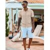 imageCOOFANDY Mens Knit Shirts Short Sleeve Casual Button Down Polo Shirt Summer Beach Vacation ShirtsBeige White