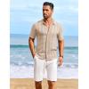 imageCOOFANDY Mens Knit Shirts Short Sleeve Casual Button Down Polo Shirt Summer Beach Vacation ShirtsBeige White