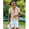 imageCOOFANDY Mens Knit Shirts Short Sleeve Casual Button Down Polo Shirt Summer Beach Vacation ShirtsBeige White