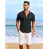 imageCOOFANDY Mens Knit Shirts Short Sleeve Casual Button Down Polo Shirt Summer Beach Vacation ShirtsBlack White