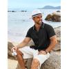 imageCOOFANDY Mens Knit Shirts Short Sleeve Casual Button Down Polo Shirt Summer Beach Vacation ShirtsBlack White