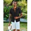 imageCOOFANDY Mens Knit Shirts Short Sleeve Casual Button Down Polo Shirt Summer Beach Vacation ShirtsBlack White