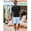 imageCOOFANDY Mens Knit Shirts Short Sleeve Casual Button Down Polo Shirt Summer Beach Vacation ShirtsBlack White