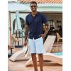 imageCOOFANDY Mens Knit Shirts Short Sleeve Casual Button Down Polo Shirt Summer Beach Vacation ShirtsNavy Blue