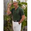imageCOOFANDY Mens Knit Shirts Vintage Short Sleeve Button Down Shirt Casual Summer Beach ShirtArmy Green