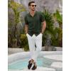 imageCOOFANDY Mens Knit Shirts Vintage Short Sleeve Button Down Shirt Casual Summer Beach ShirtArmy Green