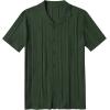 imageCOOFANDY Mens Knit Shirts Vintage Short Sleeve Button Down Shirt Casual Summer Beach ShirtArmy Green