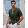 imageCOOFANDY Mens Knit Shirts Vintage Short Sleeve Button Down Shirt Casual Summer Beach ShirtArmy Green