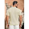imageCOOFANDY Mens Knit Shirts Vintage Short Sleeve Button Down Shirt Casual Summer Beach ShirtBeige