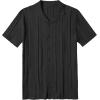 imageCOOFANDY Mens Knit Shirts Vintage Short Sleeve Button Down Shirt Casual Summer Beach ShirtBlack