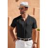 imageCOOFANDY Mens Knit Shirts Vintage Short Sleeve Button Down Shirt Casual Summer Beach ShirtBlack