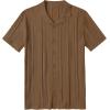 imageCOOFANDY Mens Knit Shirts Vintage Short Sleeve Button Down Shirt Casual Summer Beach ShirtBrown