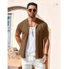 imageCOOFANDY Mens Knit Shirts Vintage Short Sleeve Button Down Shirt Casual Summer Beach ShirtBrown