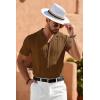 imageCOOFANDY Mens Knit Shirts Vintage Short Sleeve Button Down Shirt Casual Summer Beach ShirtBrown