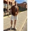 imageCOOFANDY Mens Knit Shirts Vintage Short Sleeve Button Down Shirt Casual Summer Beach ShirtBrown