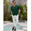 imageCOOFANDY Mens Knit Shirts Vintage Short Sleeve Button Down Shirt Casual Summer Beach ShirtGreen