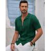 imageCOOFANDY Mens Knit Shirts Vintage Short Sleeve Button Down Shirt Casual Summer Beach ShirtGreen