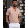 imageCOOFANDY Mens Knit Shirts Vintage Short Sleeve Button Down Shirt Casual Summer Beach ShirtKhaki