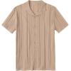 imageCOOFANDY Mens Knit Shirts Vintage Short Sleeve Button Down Shirt Casual Summer Beach ShirtKhaki