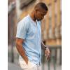 imageCOOFANDY Mens Knit Shirts Vintage Short Sleeve Button Down Shirt Casual Summer Beach ShirtLight Blue