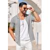 imageCOOFANDY Mens Knit Shirts Vintage Short Sleeve Button Down Shirt Casual Summer Beach ShirtLight Gray