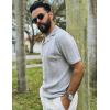 imageCOOFANDY Mens Knit Shirts Vintage Short Sleeve Button Down Shirt Casual Summer Beach ShirtLight Gray