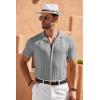 imageCOOFANDY Mens Knit Shirts Vintage Short Sleeve Button Down Shirt Casual Summer Beach ShirtLight Gray