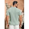 imageCOOFANDY Mens Knit Shirts Vintage Short Sleeve Button Down Shirt Casual Summer Beach ShirtLight Green