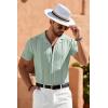 imageCOOFANDY Mens Knit Shirts Vintage Short Sleeve Button Down Shirt Casual Summer Beach ShirtLight Green