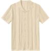 imageCOOFANDY Mens Knit Shirts Vintage Short Sleeve Button Down Shirt Casual Summer Beach ShirtLight Khaki