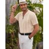 imageCOOFANDY Mens Knit Shirts Vintage Short Sleeve Button Down Shirt Casual Summer Beach ShirtLight Khaki
