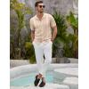 imageCOOFANDY Mens Knit Shirts Vintage Short Sleeve Button Down Shirt Casual Summer Beach ShirtLight Khaki