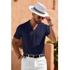 imageCOOFANDY Mens Knit Shirts Vintage Short Sleeve Button Down Shirt Casual Summer Beach ShirtNavy Blue