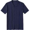 imageCOOFANDY Mens Knit Shirts Vintage Short Sleeve Button Down Shirt Casual Summer Beach ShirtNavy Blue