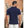 imageCOOFANDY Mens Knit Shirts Vintage Short Sleeve Button Down Shirt Casual Summer Beach ShirtNavy Blue