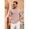 imageCOOFANDY Mens Knit Shirts Vintage Short Sleeve Button Down Shirt Casual Summer Beach ShirtPink