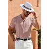 imageCOOFANDY Mens Knit Shirts Vintage Short Sleeve Button Down Shirt Casual Summer Beach ShirtPink