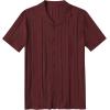 imageCOOFANDY Mens Knit Shirts Vintage Short Sleeve Button Down Shirt Casual Summer Beach ShirtWine Red