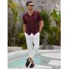 imageCOOFANDY Mens Knit Shirts Vintage Short Sleeve Button Down Shirt Casual Summer Beach ShirtWine Red