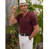 imageCOOFANDY Mens Knit Shirts Vintage Short Sleeve Button Down Shirt Casual Summer Beach ShirtWine Red