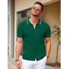imageCOOFANDY Mens Knit Short Sleeve Button Down Shirt Vintage Polo Shirt Casual Summer Beach ShirtsEvergreen