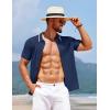 imageCOOFANDY Mens Knit Short Sleeve Button Down Shirt Vintage Polo Shirt Casual Summer Beach ShirtsMedieval Blue