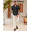 imageCOOFANDY Mens Linen Casual Short Sleeve Shirt Button Down Summer Beach ShirtsBlack