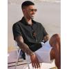imageCOOFANDY Mens Linen Casual Short Sleeve Shirt Button Down Summer Beach ShirtsBlack