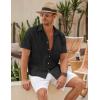 imageCOOFANDY Mens Linen Casual Short Sleeve Shirt Button Down Summer Beach ShirtsBlack
