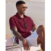 imageCOOFANDY Mens Linen Casual Short Sleeve Shirt Button Down Summer Beach ShirtsCrimson