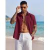 imageCOOFANDY Mens Linen Casual Short Sleeve Shirt Button Down Summer Beach ShirtsCrimson
